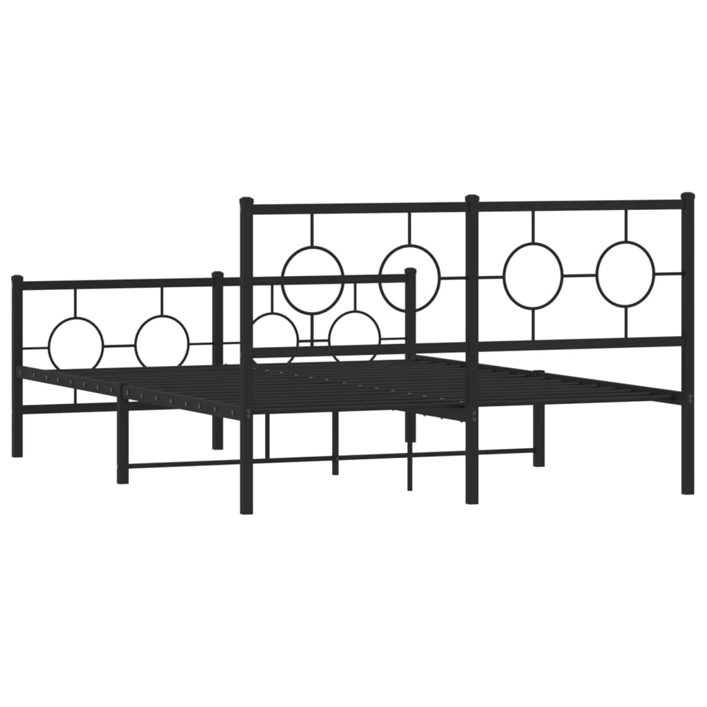 Metalni okvir kreveta uzglavlje i podnožje crni 140x190 cm
