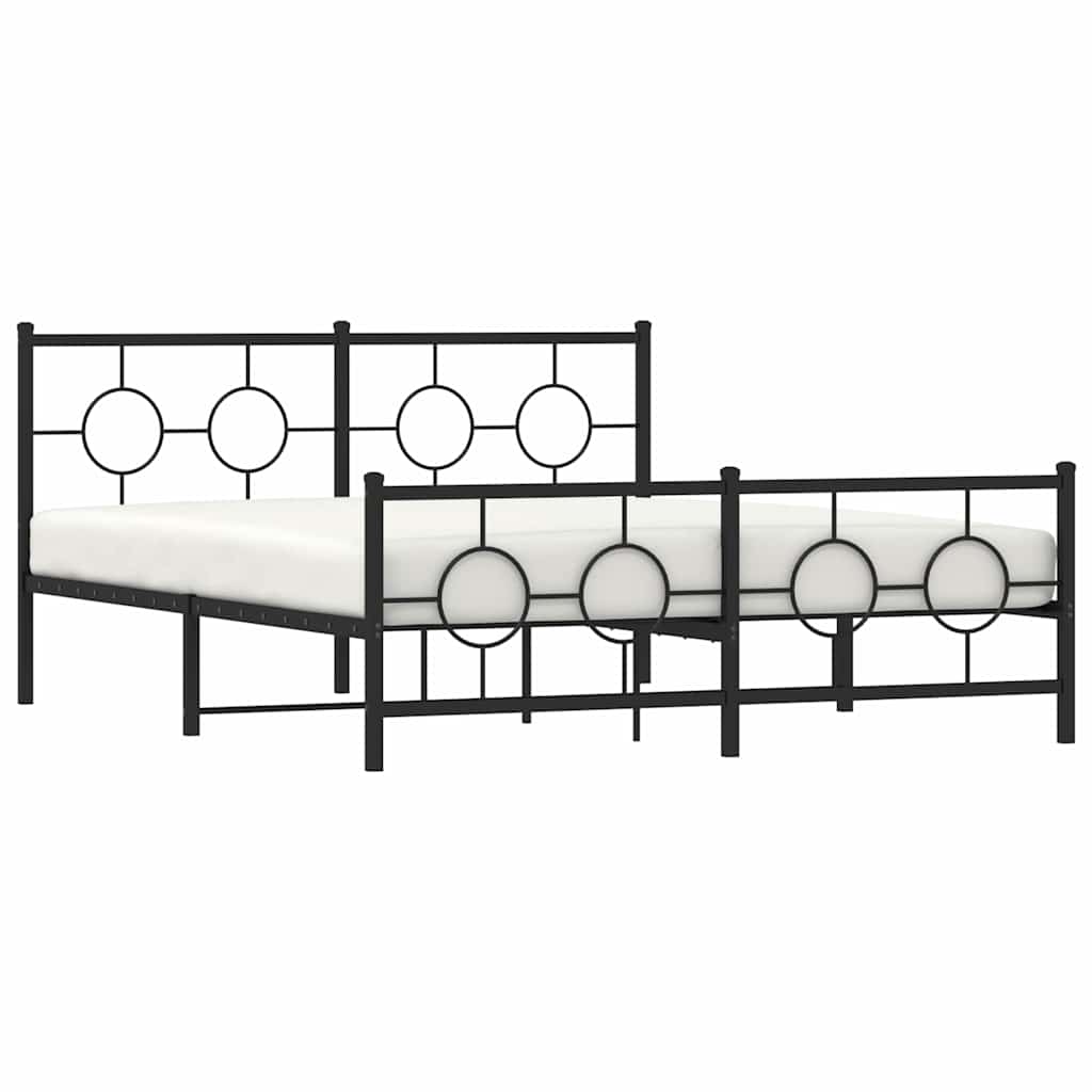 Metalni okvir kreveta uzglavlje i podnožje crni 150x200 cm
