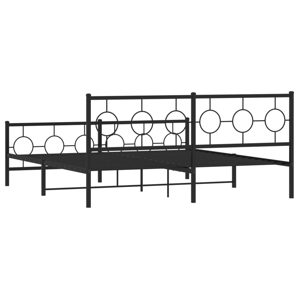 Metalni okvir kreveta uzglavlje i podnožje crni 183x213 cm