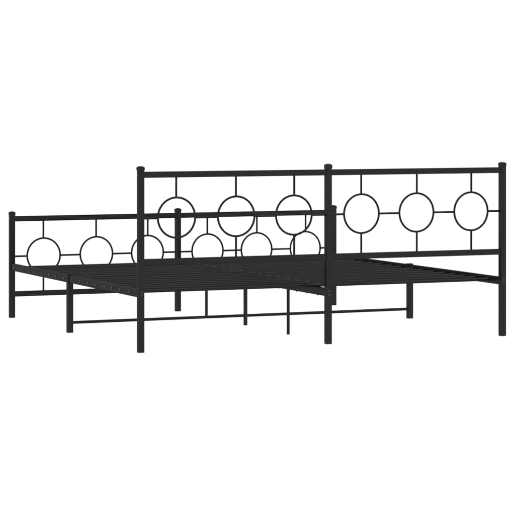 Metalni okvir kreveta uzglavlje i podnožje crni 200x200 cm