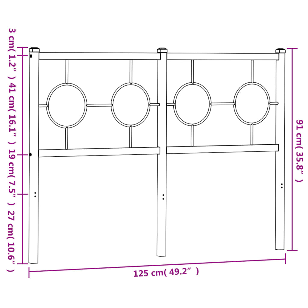 Metalno zamjensko uzglavlje crno 120 cm