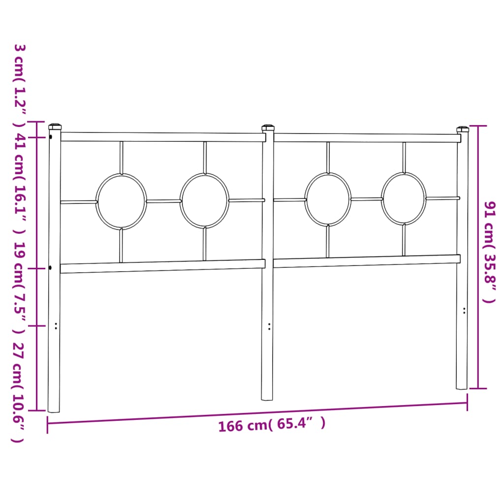 Metalno zamjensko uzglavlje crno 160 cm