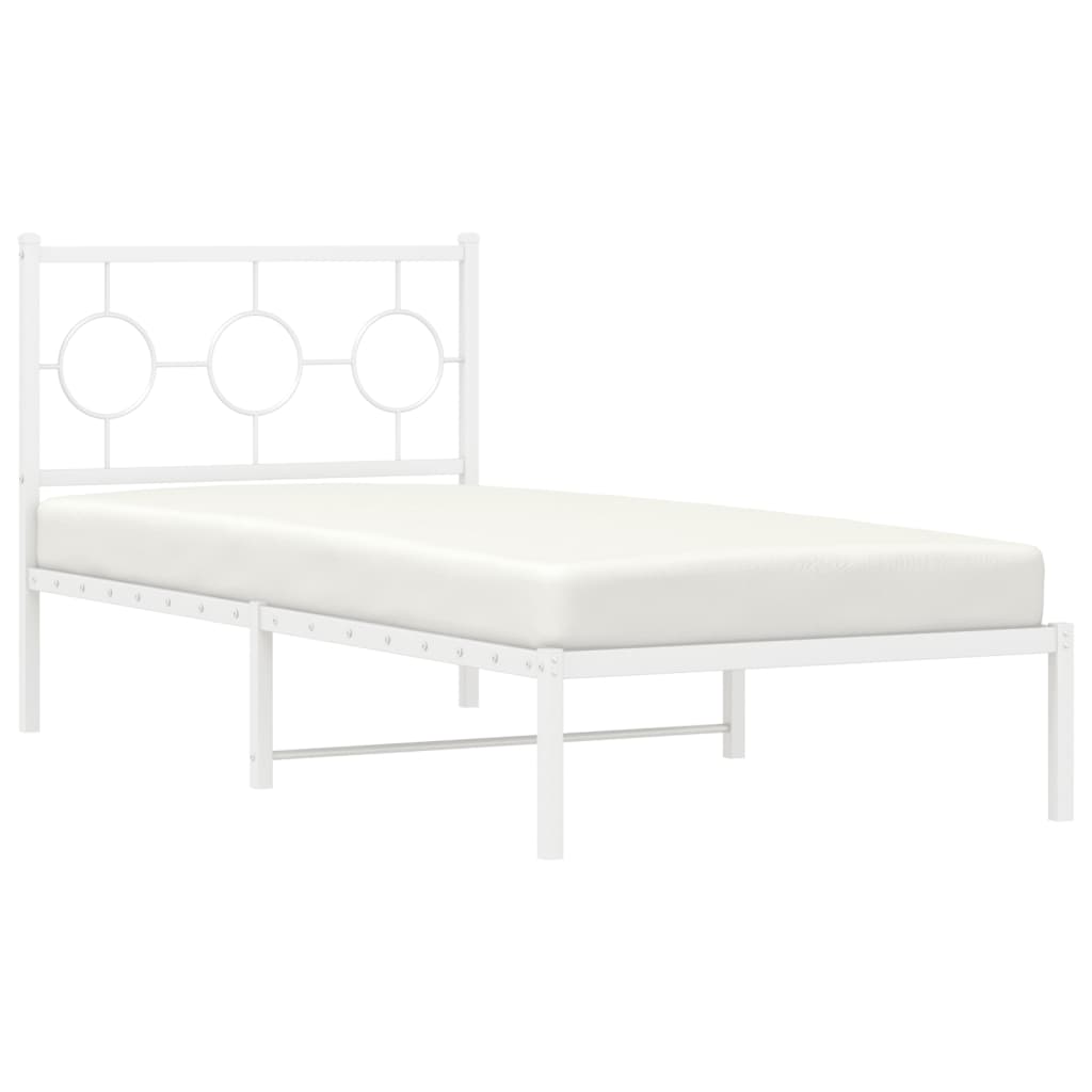 Metalni okvir za krevet s uzglavljem bijeli 90 x 190 cm