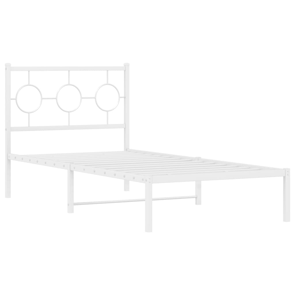 Metalni okvir za krevet s uzglavljem bijeli 90x200 cm