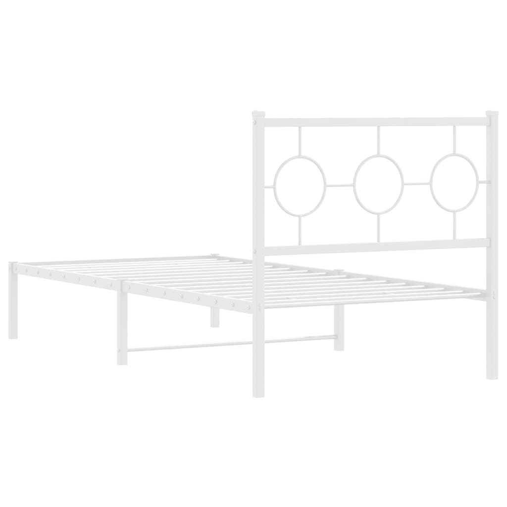 Metalni okvir za krevet s uzglavljem bijeli 90x200 cm