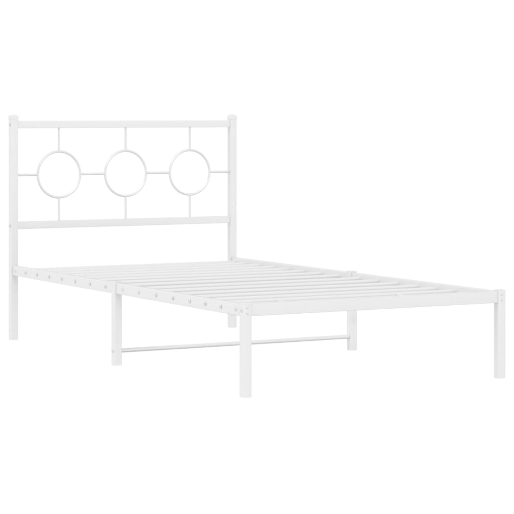Metalni okvir za krevet s uzglavljem bijeli 100x190 cm