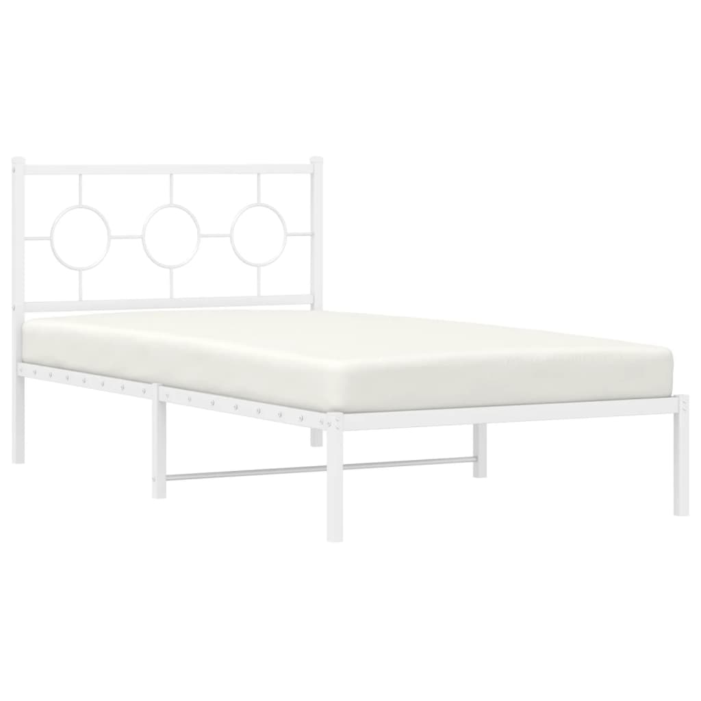 Metalni okvir za krevet s uzglavljem bijeli 100x190 cm