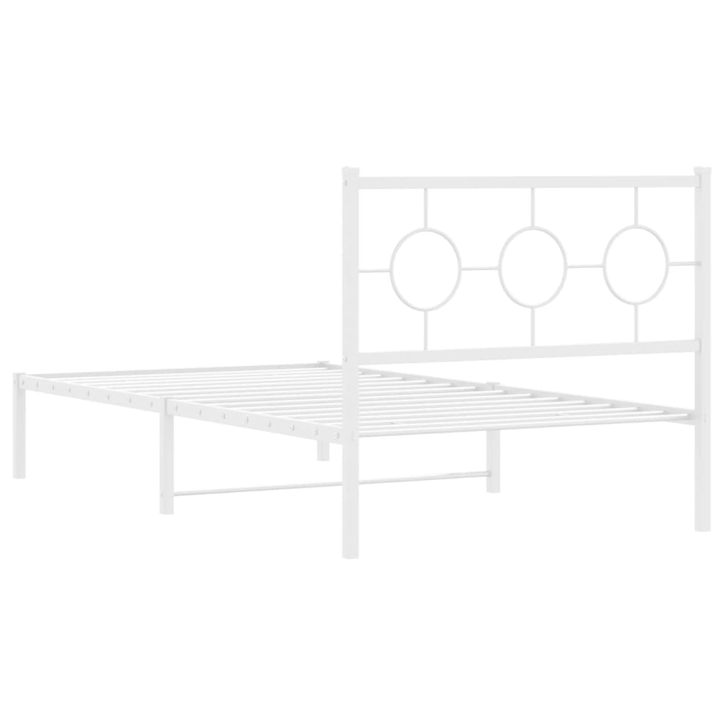 Metalni okvir za krevet s uzglavljem bijeli 100x190 cm