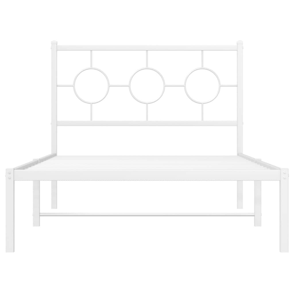 Metalni okvir za krevet s uzglavljem bijeli 100x200 cm
