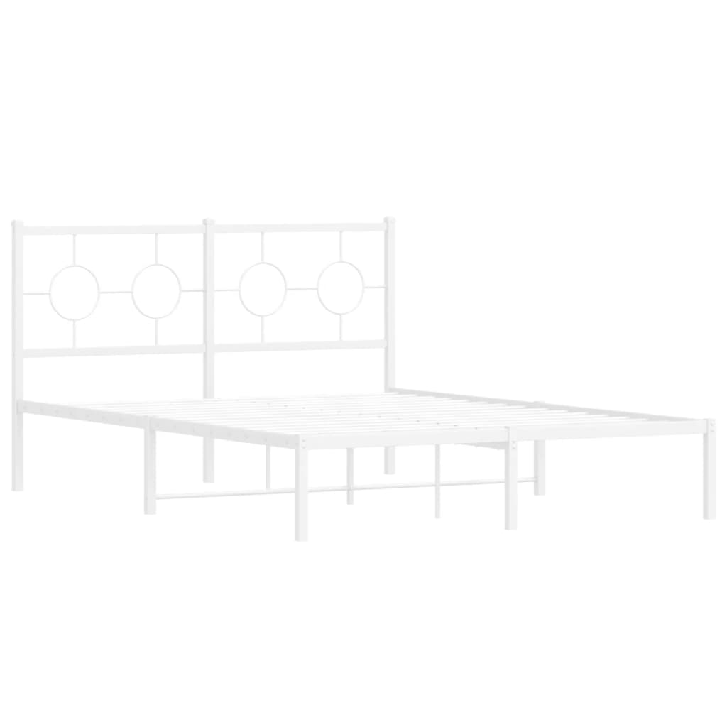 Metalni okvir za krevet s uzglavljem bijeli 135x190 cm