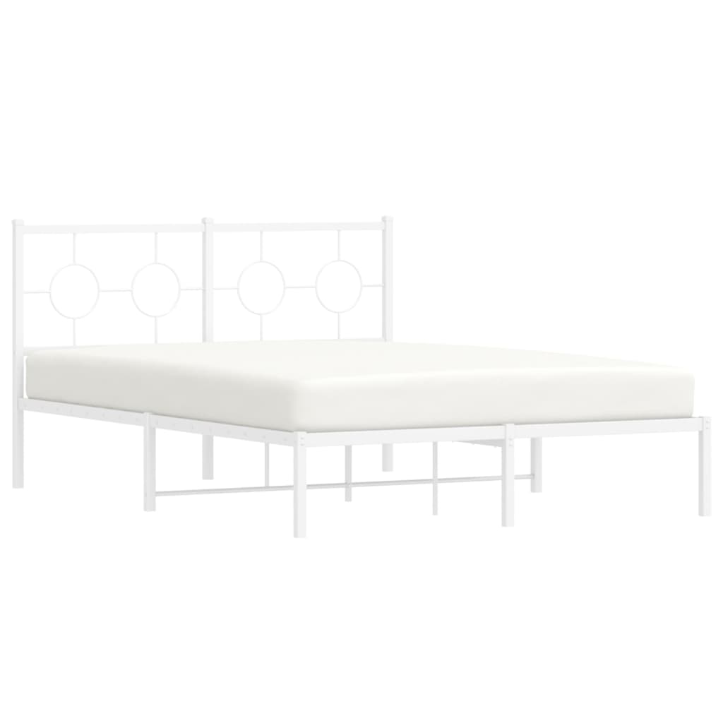 Metalni okvir za krevet s uzglavljem bijeli 140 x 190 cm