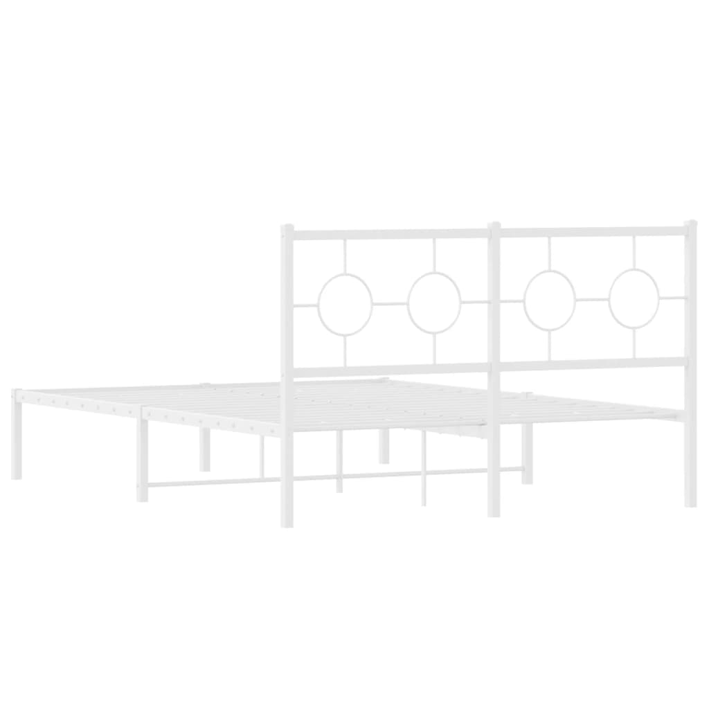 Metalni okvir za krevet s uzglavljem bijeli 140 x 190 cm