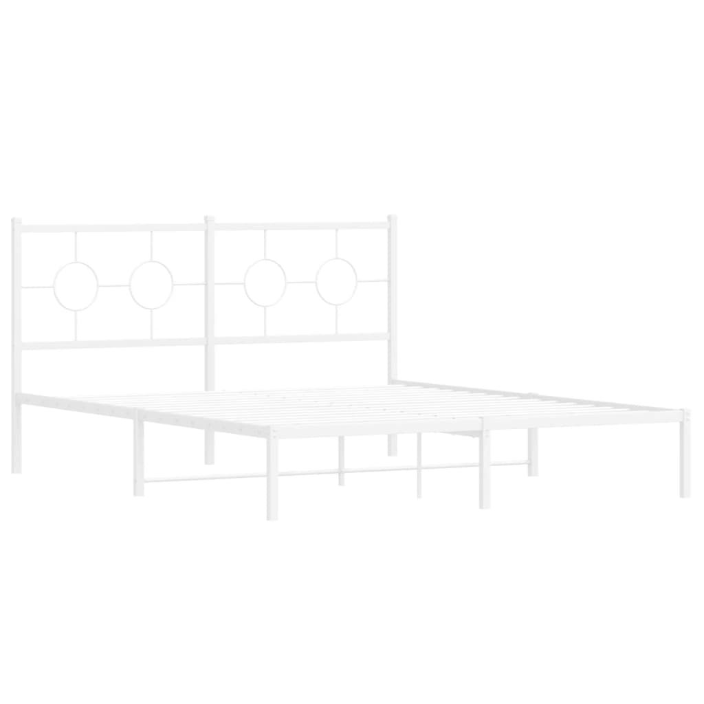 Metalni okvir za krevet s uzglavljem bijeli 150x200 cm