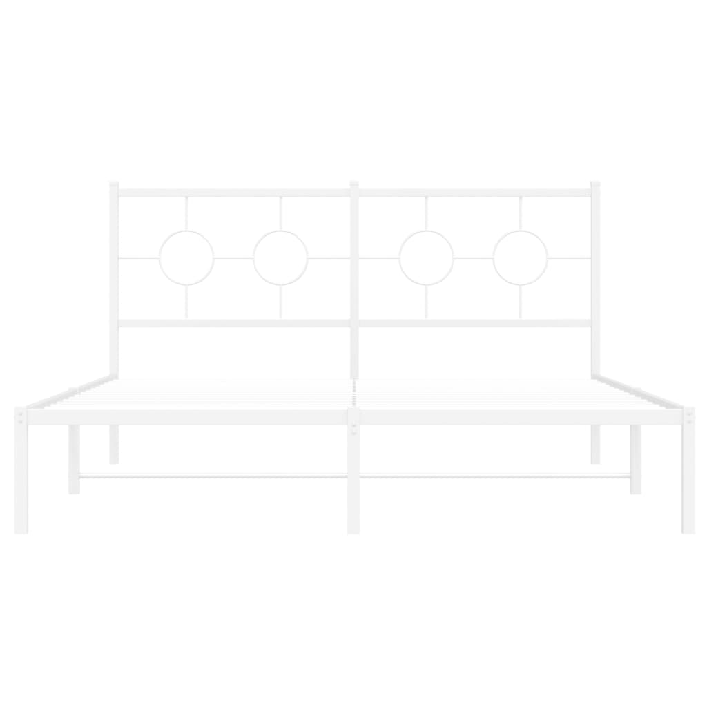 Metalni okvir za krevet s uzglavljem bijeli 150x200 cm