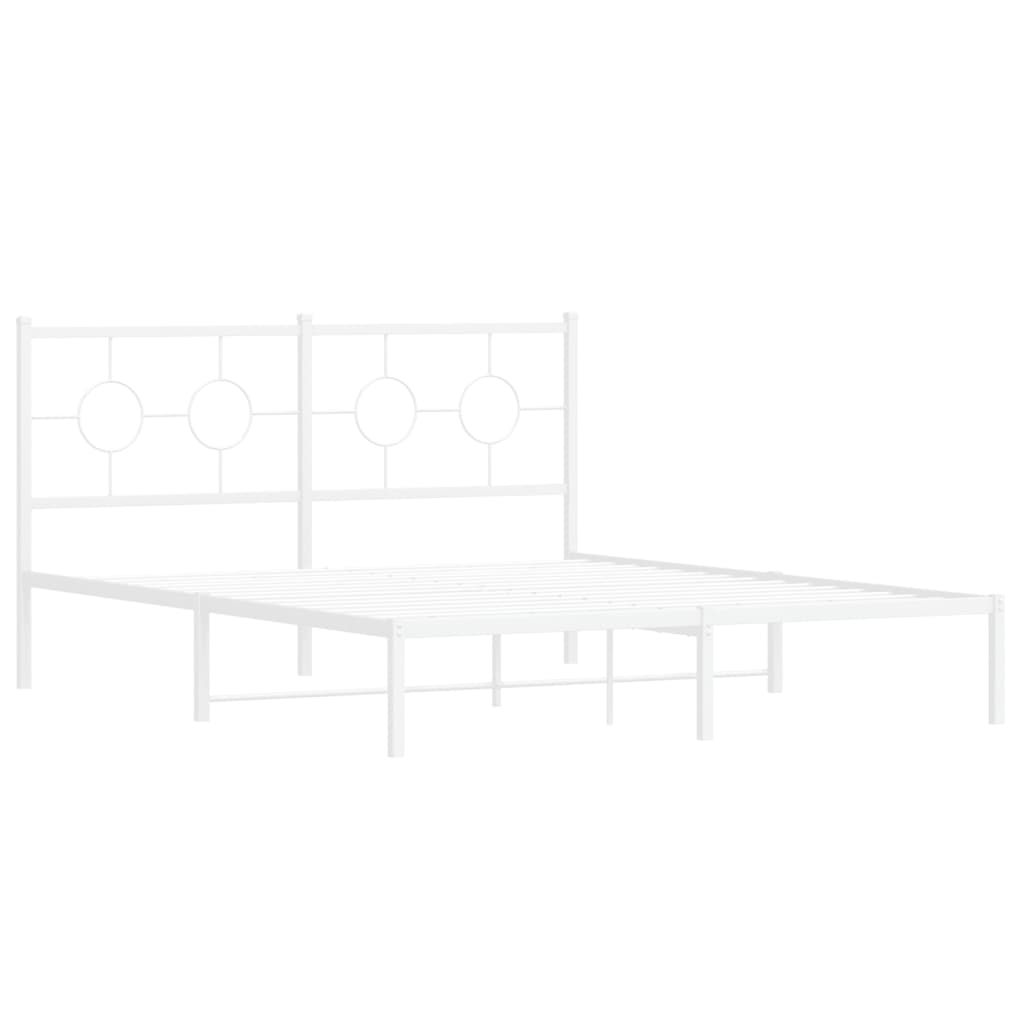Metalni okvir za krevet s uzglavljem bijeli 160x200 cm