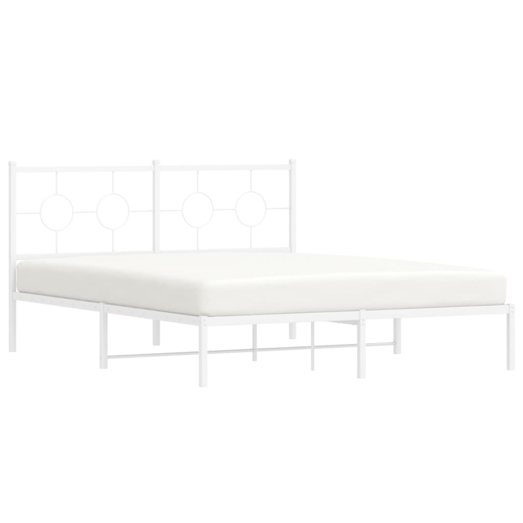 Metalni okvir za krevet s uzglavljem bijeli 160x200 cm