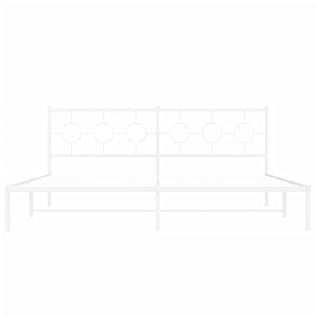 Metalni okvir za krevet s uzglavljem bijeli 200x200 cm
