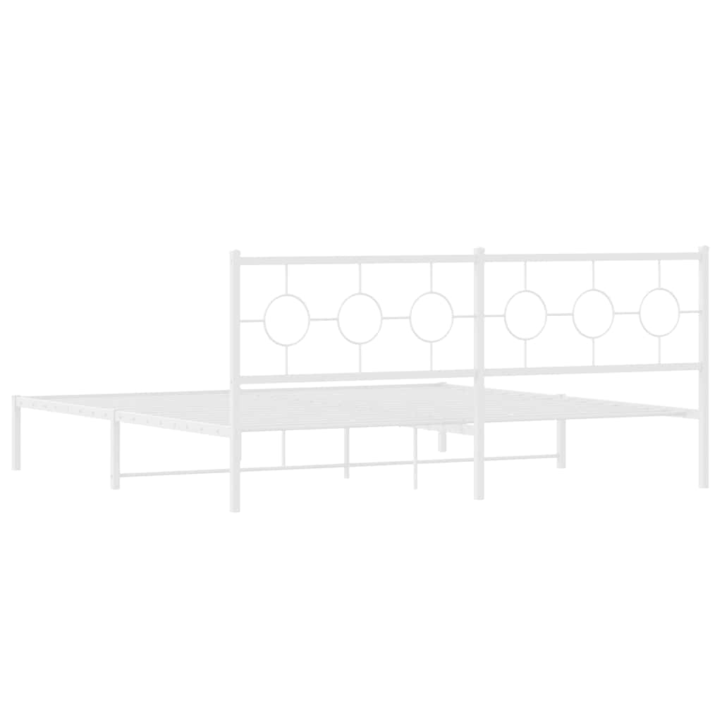 Metalni okvir za krevet s uzglavljem bijeli 200x200 cm
