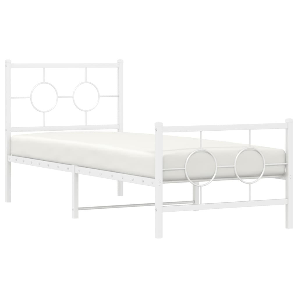 Metalni okvir kreveta uzglavlje i podnožje bijeli 80x200 cm