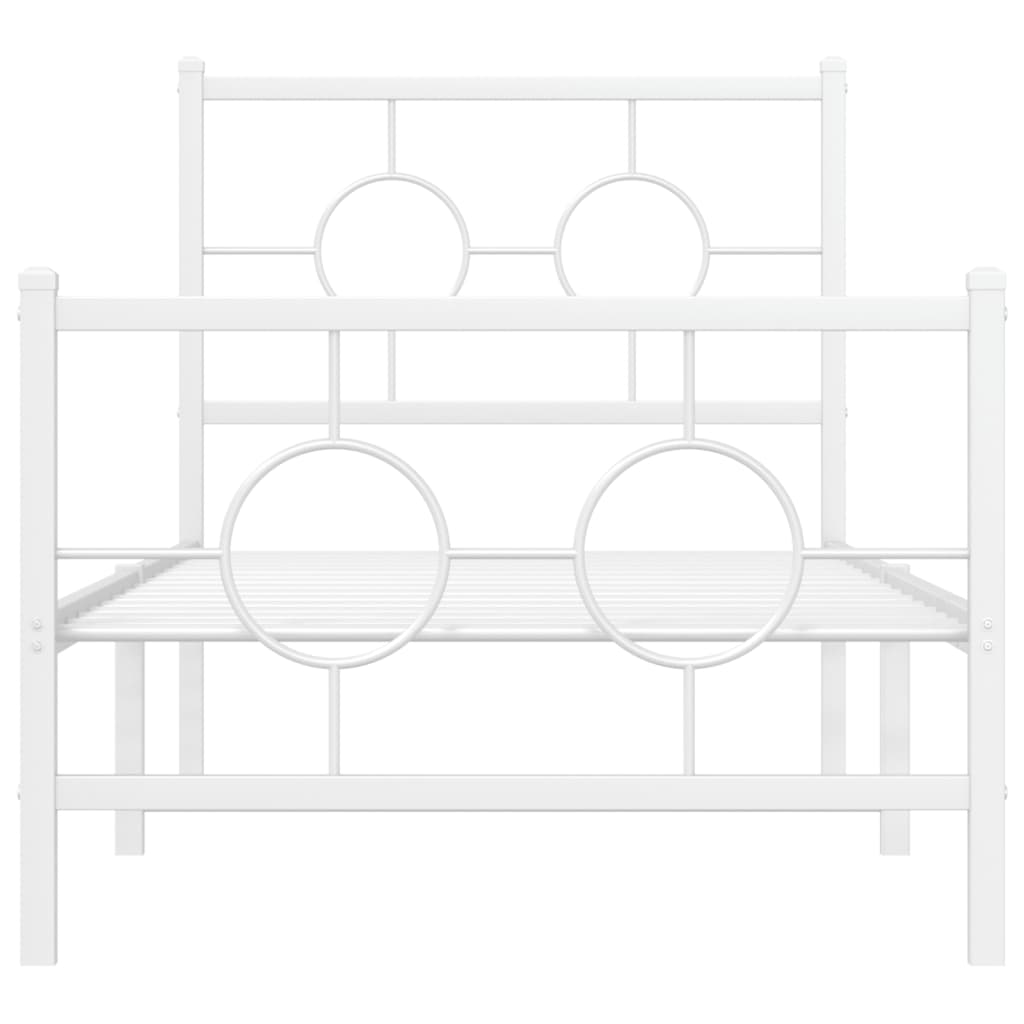 Metalni okvir kreveta uzglavlje i podnožje bijeli 80x200 cm