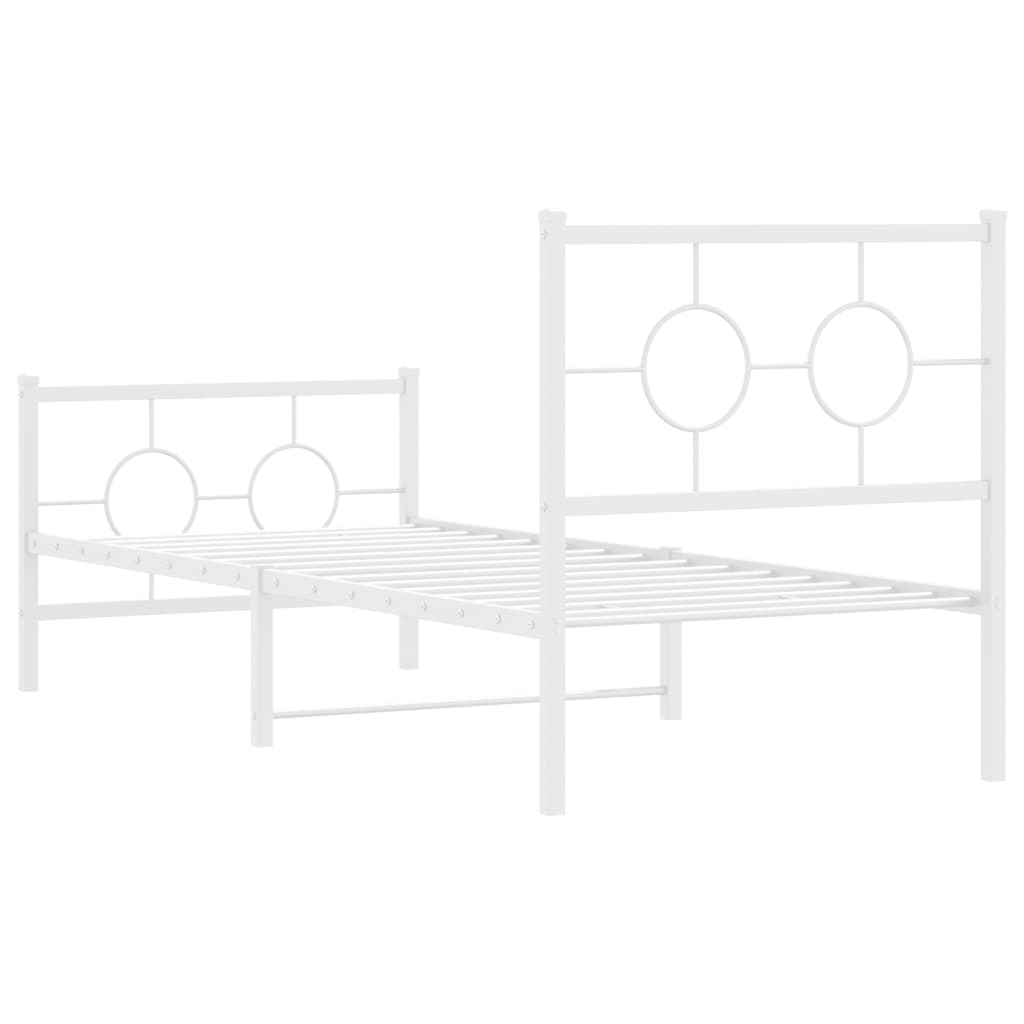 Metalni okvir kreveta uzglavlje i podnožje bijeli 80x200 cm