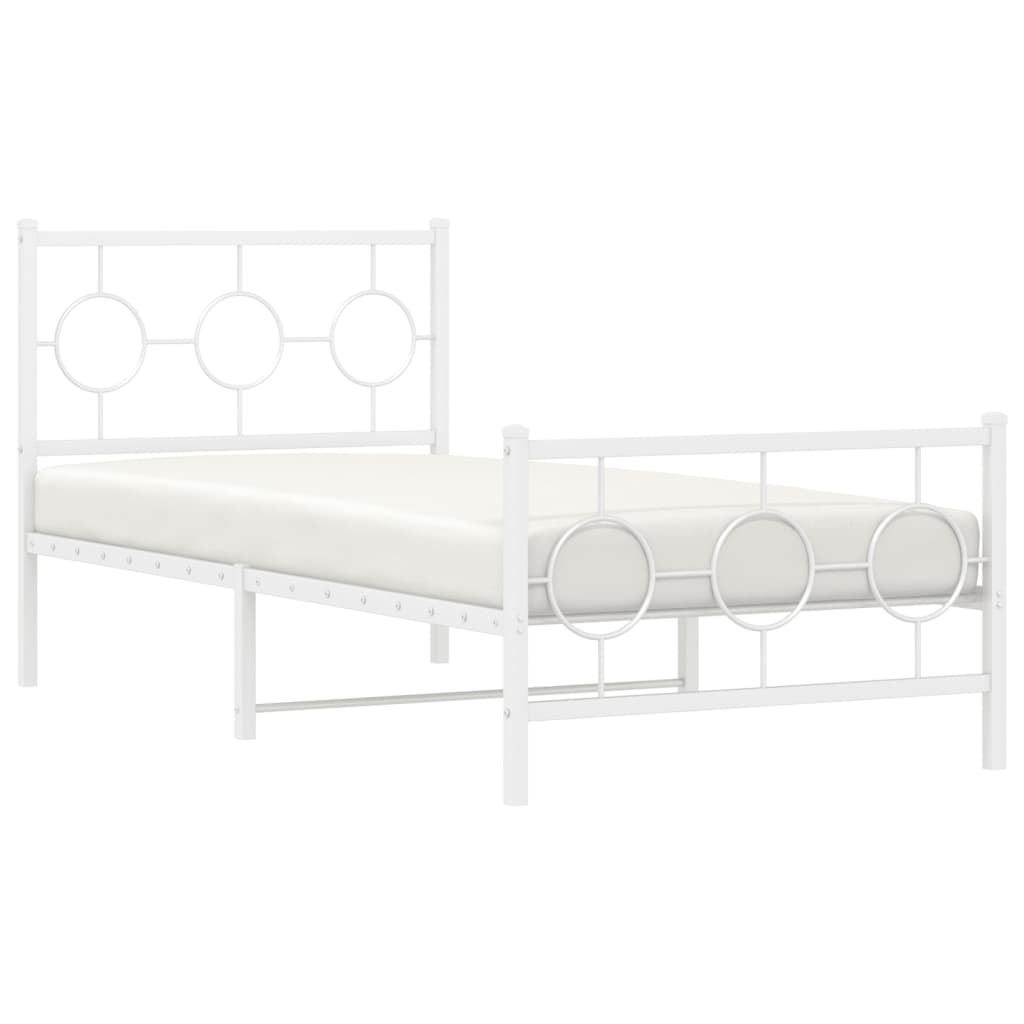 Metalni okvir kreveta uzglavlje i podnožje bijeli 90x190 cm