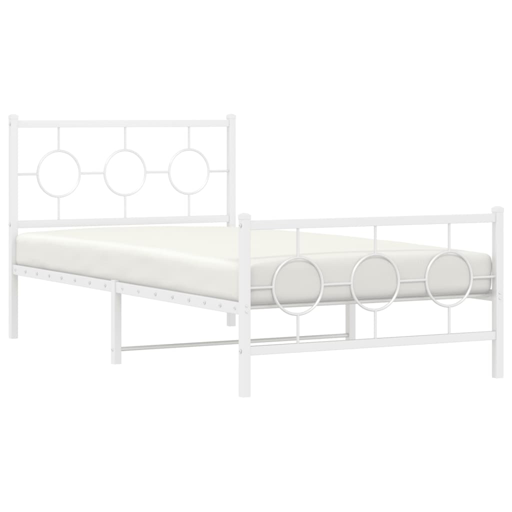 Metalni okvir kreveta uzglavlje i podnožje bijeli 100x200 cm