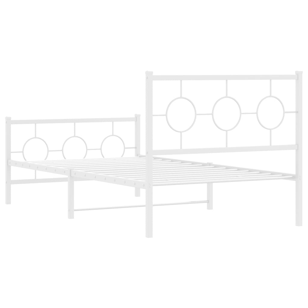 Metalni okvir kreveta uzglavlje i podnožje bijeli 100x200 cm