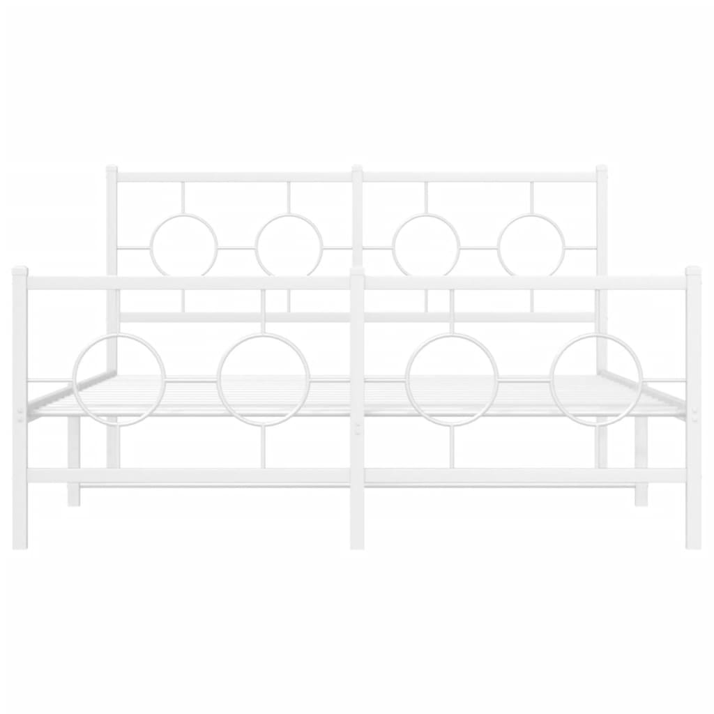 Metalni okvir kreveta uzglavlje i podnožje bijeli 135 x 190 cm