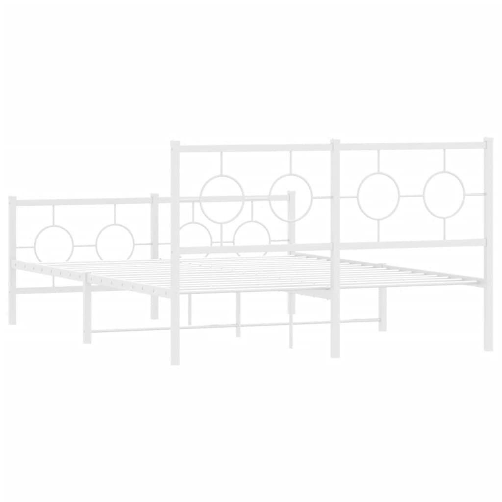 Metalni okvir kreveta uzglavlje i podnožje bijeli 135 x 190 cm