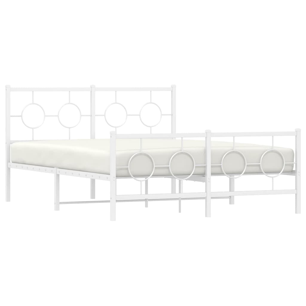 Metalni okvir kreveta uzglavlje i podnožje bijeli 140x200 cm