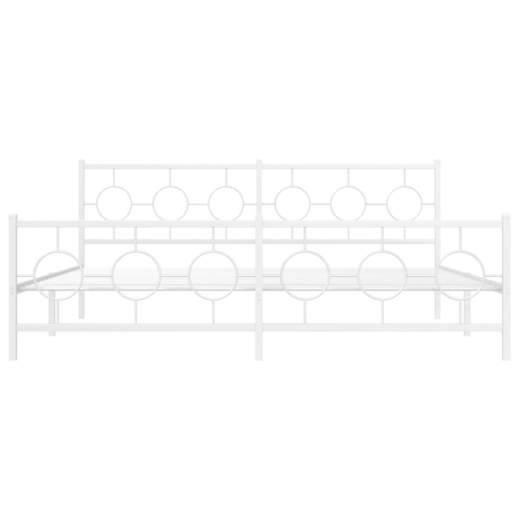 Metalni okvir kreveta uzglavlje i podnožje bijeli 200x200 cm