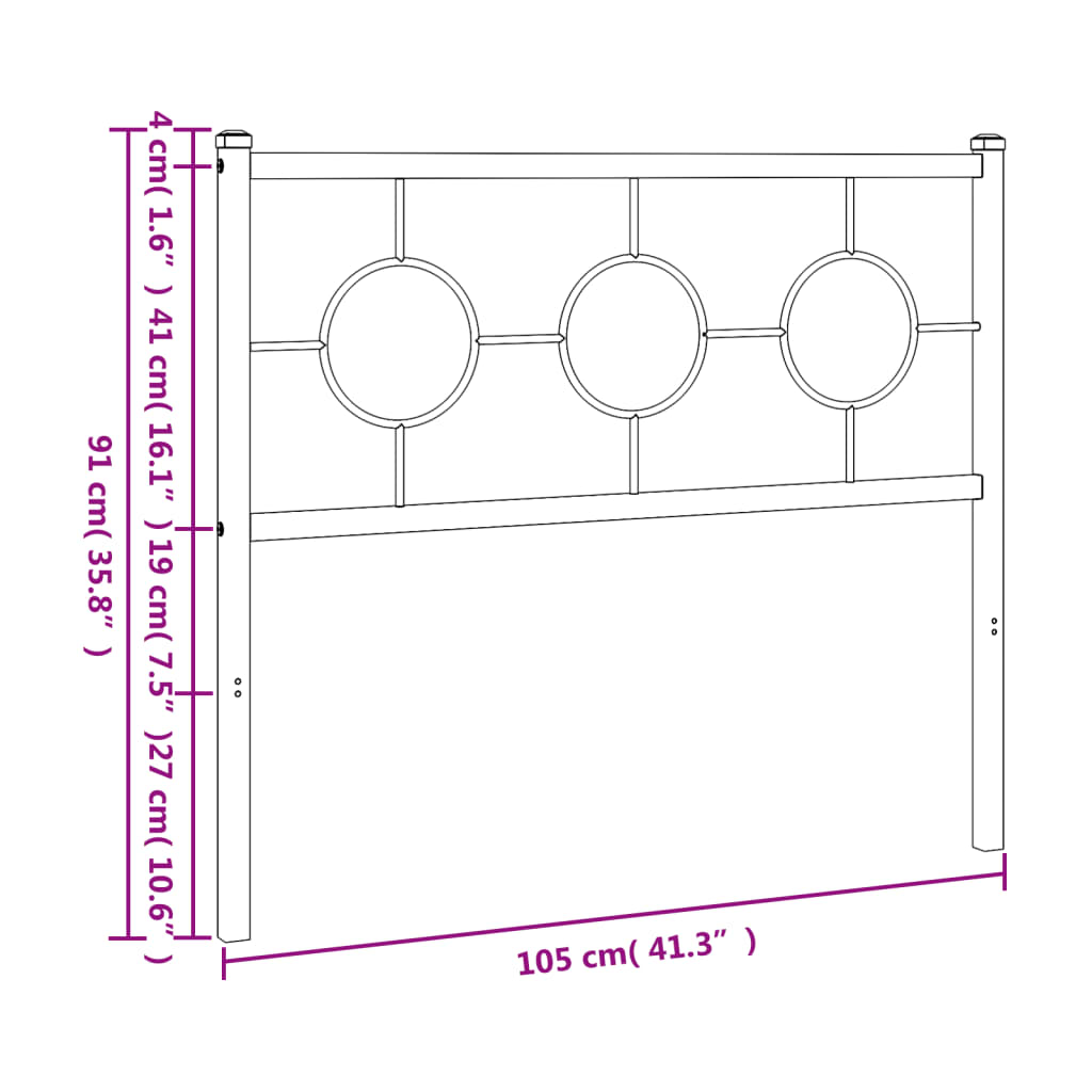 Metalno zamjensko uzglavlje bijelo 100 cm