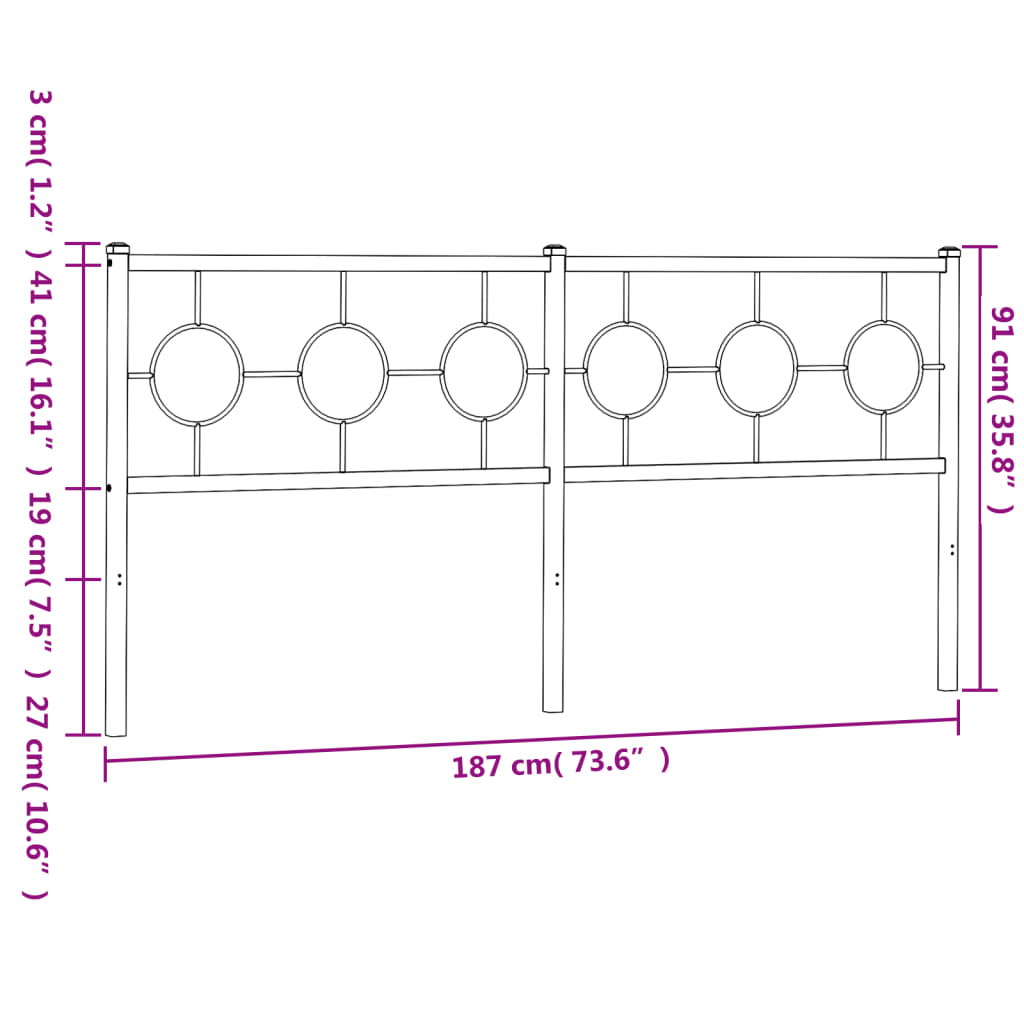Metalno zamjensko uzglavlje bijelo 180 cm