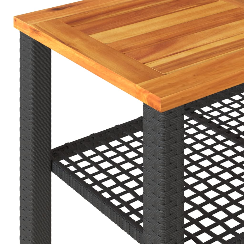 Vrtni stol crni 70 x 38 x 42 cm od poliratana i drva bagrema