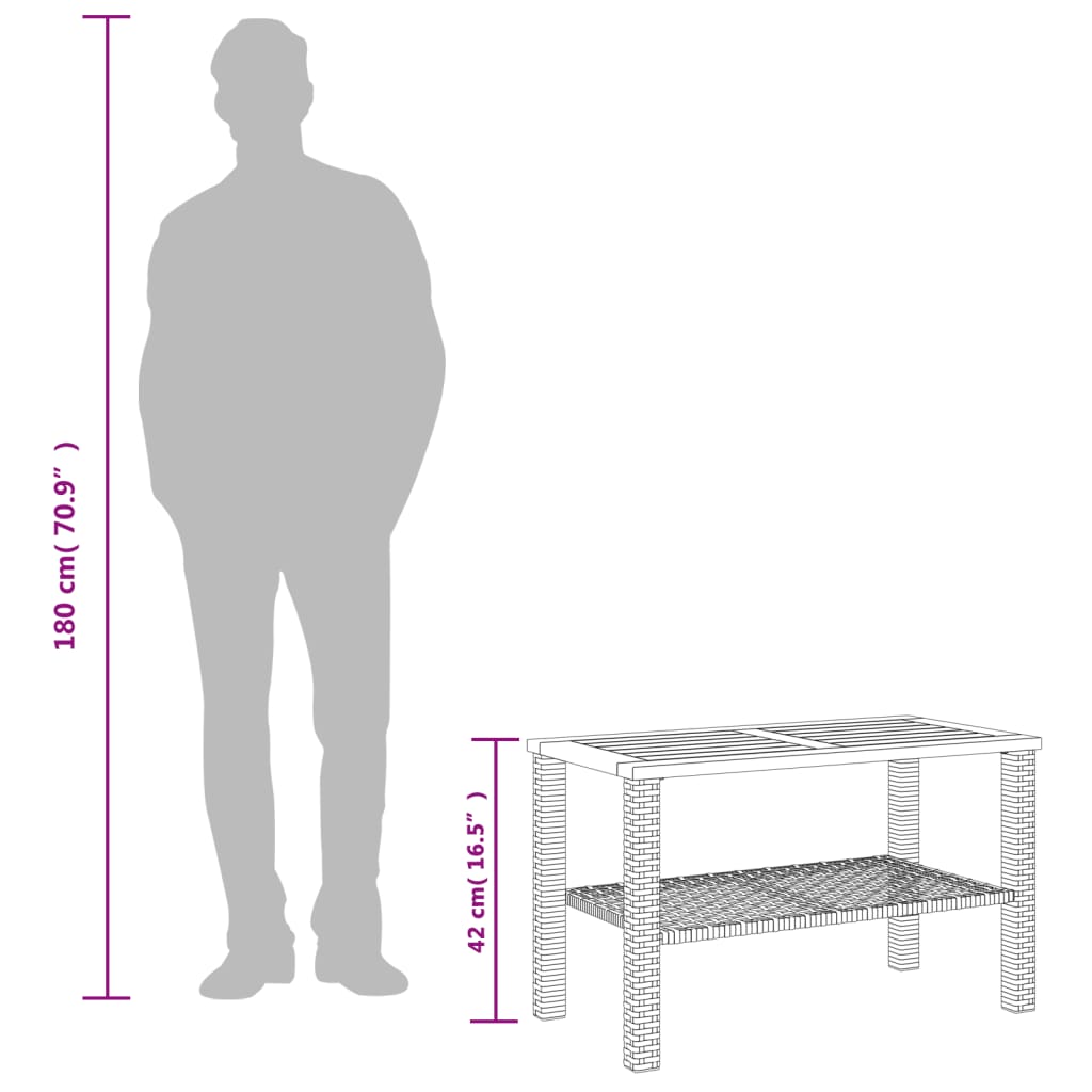 Vrtni stol sivi 70 x 38 x 42 cm od poliratana i drva bagrema