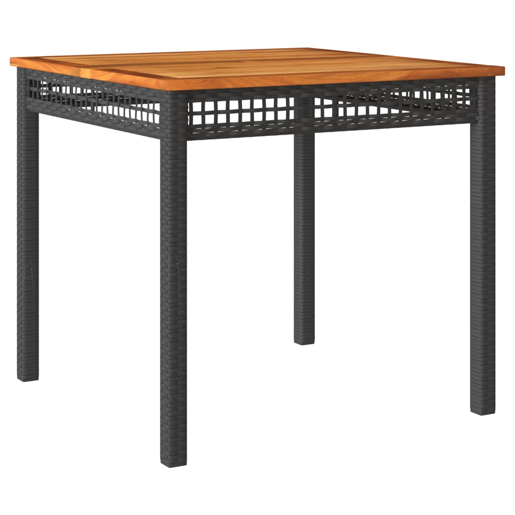 Vrtni stol crni 80 x 80 x 75 cm od poliratana i drva bagrema