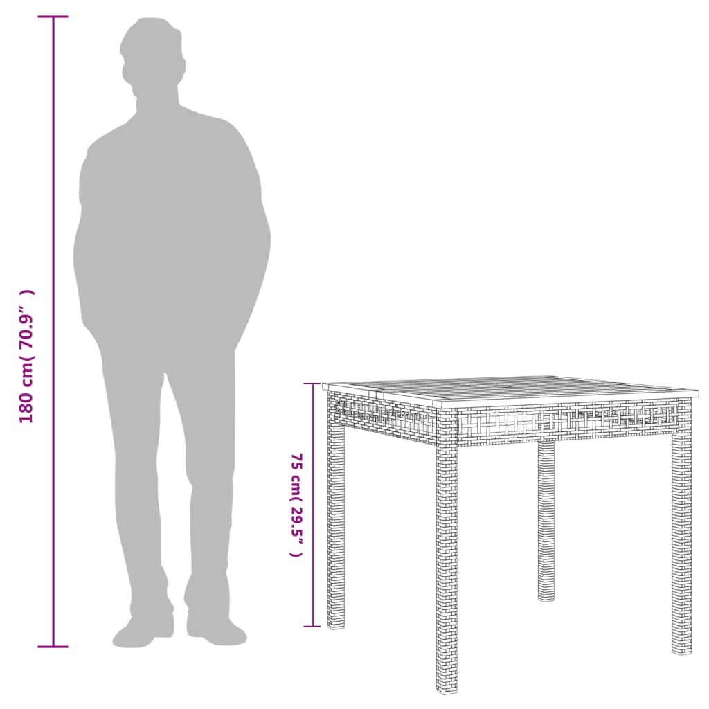 Vrtni stol bež 80 x 80 x 75 cm od poliratana i drva bagrema