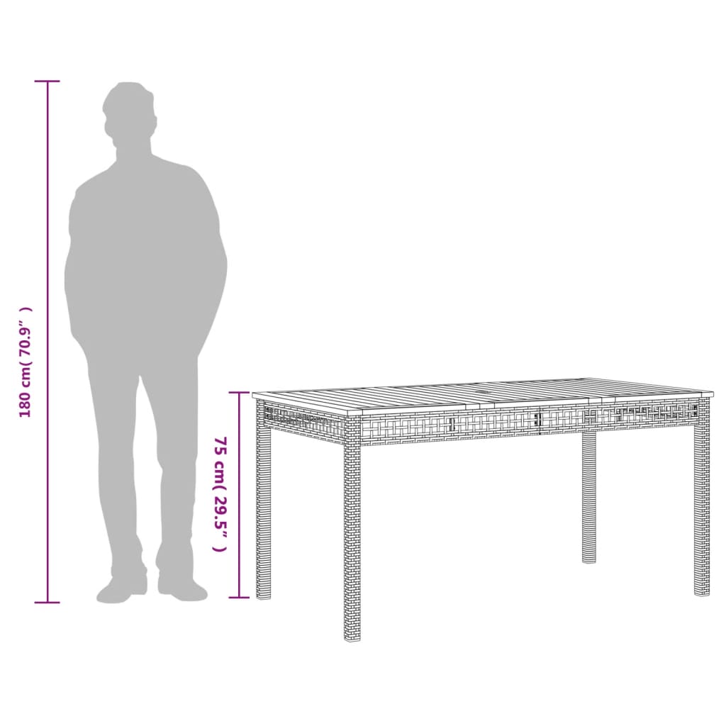 Vrtni stol bež 140 x 80 x 75 cm od poliratana i drva bagrema