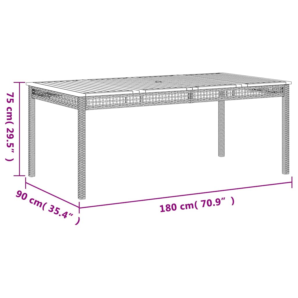 Vrtni stol bež 180 x 90 x 75 cm od poliratana i drva bagrema