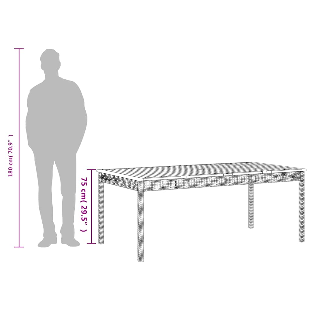 Vrtni stol bež 180 x 90 x 75 cm od poliratana i drva bagrema