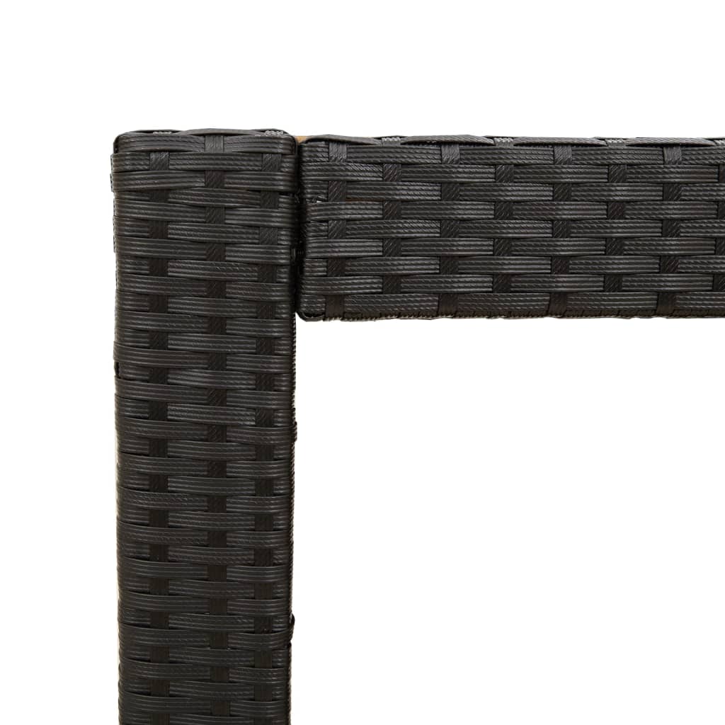 Vrtni bočni stolić s drvenom pločom crni 60x40x75 cm poliratan