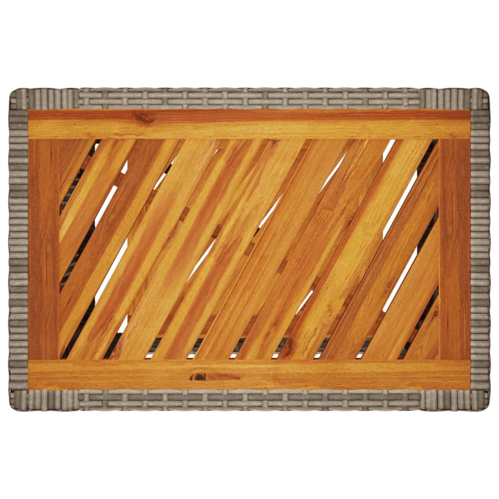 Vrtni bočni stolić s drvenom pločom sivi 60x40x75 cm poliratan