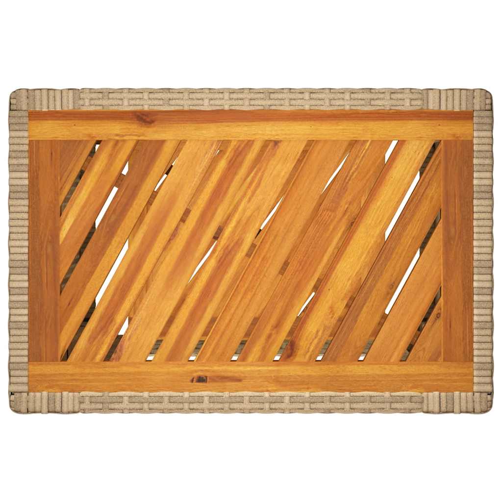 Vrtni bočni stolić s drvenom pločom bež 60x40x75 cm poliratan