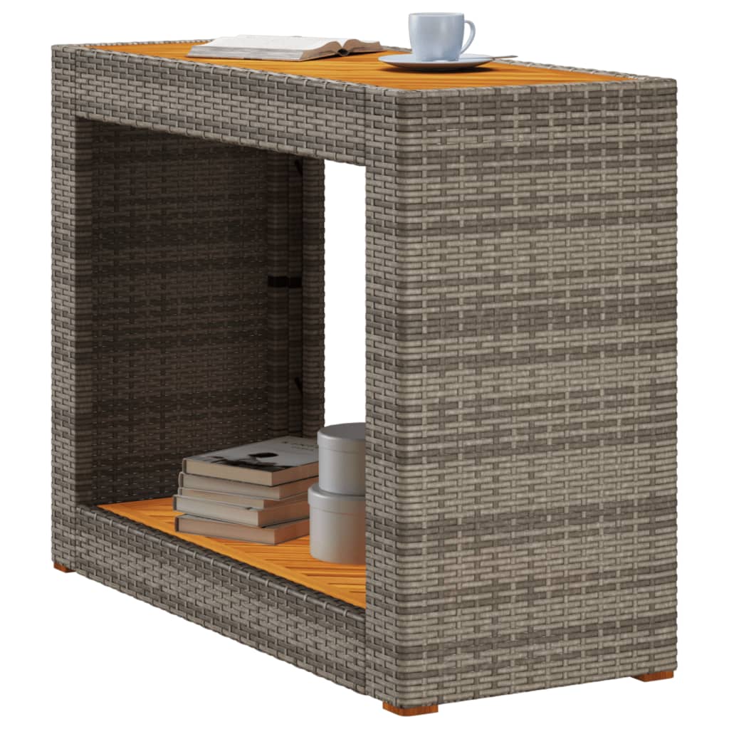 Vrtni bočni stolić s drvenom pločom sivi 100x40x75 cm poliratan