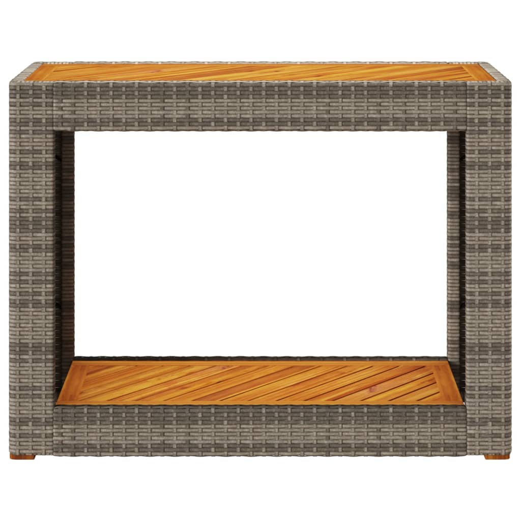Vrtni bočni stolić s drvenom pločom sivi 100x40x75 cm poliratan