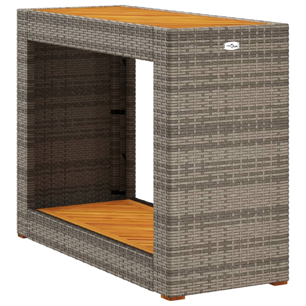 Vrtni bočni stolić s drvenom pločom sivi 100x40x75 cm poliratan