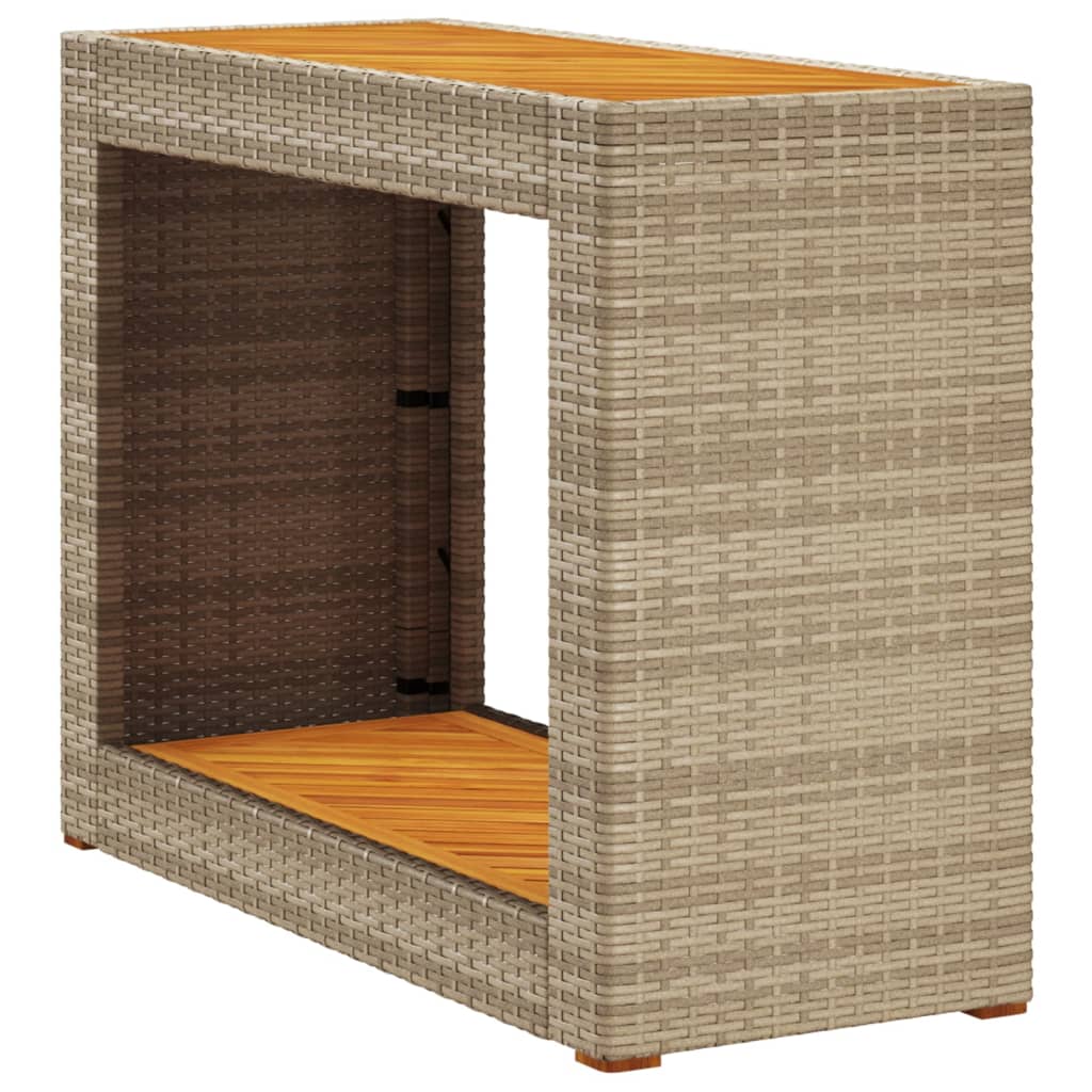 Vrtni bočni stolić s drvenom pločom bež 100x40x75 cm poliratan