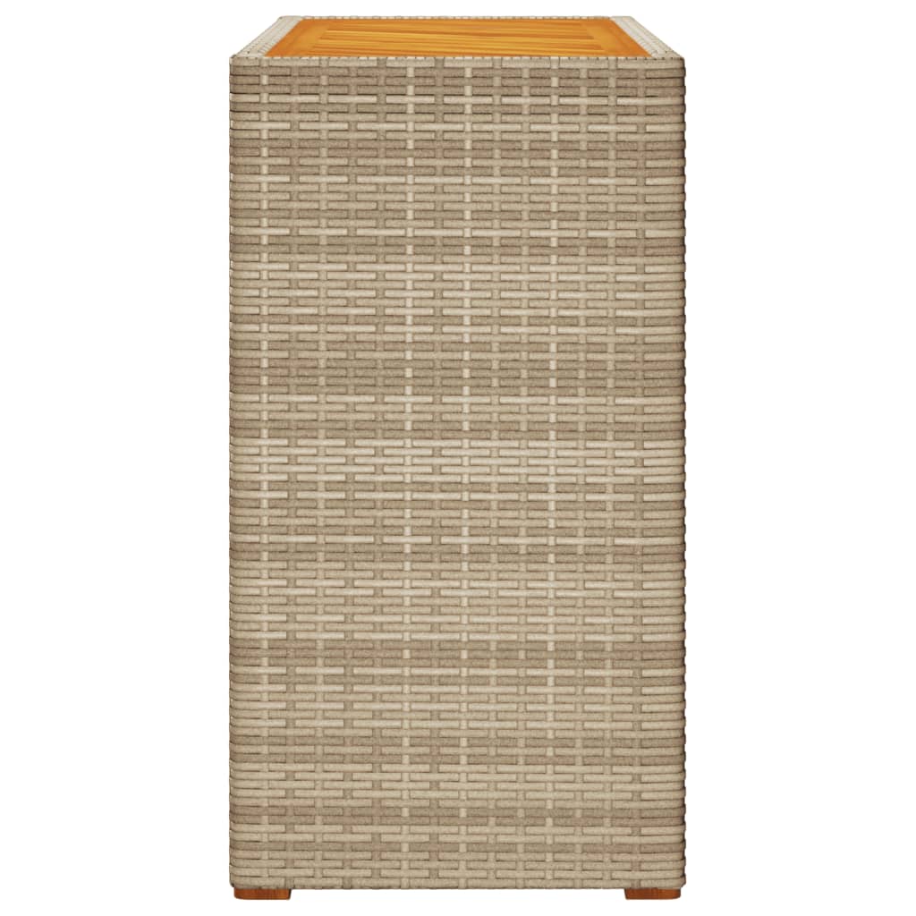 Vrtni bočni stolić s drvenom pločom bež 100x40x75 cm poliratan