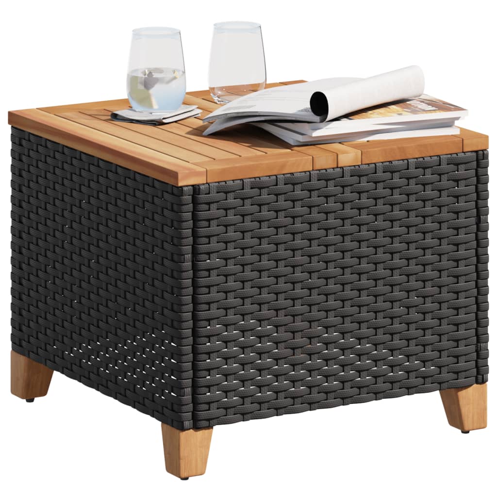 Vrtni stol crni 45 x 45 x 37 cm od poliratana i bagremovog drva